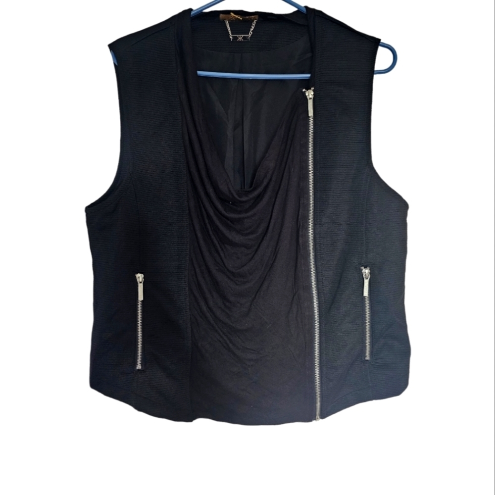 Kardashian Kollection Y2K Drape Front Biker Vest size XL